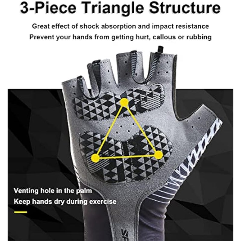 Cycling Gloves Mountain Bike Gloves, Half Finger MTB Gloves Bike Gloves for Men Cycling Mountain Bike Accessories, Bicycle Gloves Riding Gloves Biking Gloves for Men & Women - Image 3